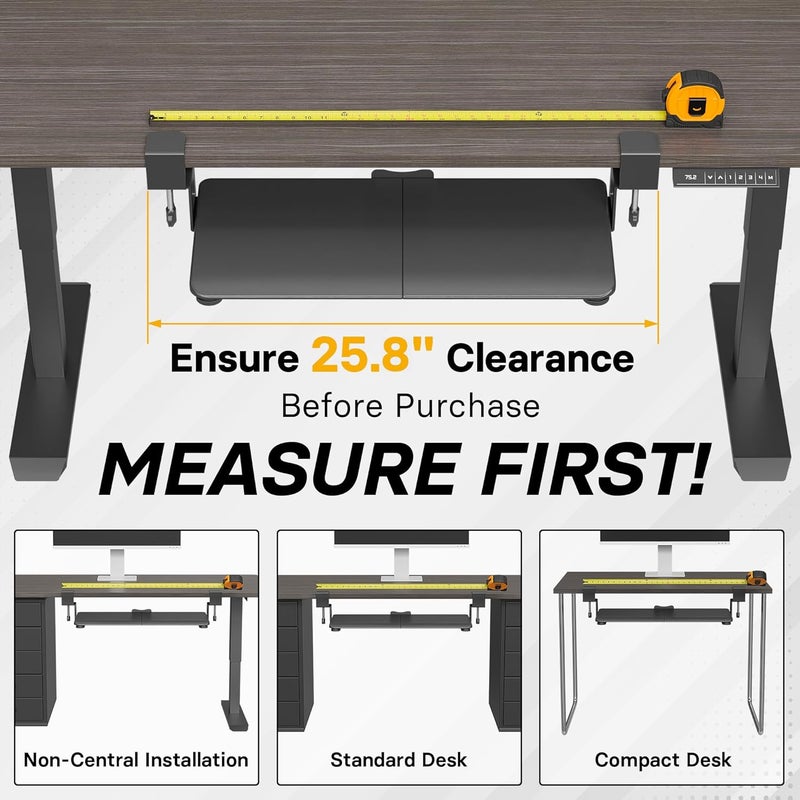 BONTEC KMT01 Under Desk Keyboard Tray, Pull-Out Keyboard & Mouse Platform with C-Clamp, 25.6 x 11.8 in Space-Saving Ergonomic Slide-Out Drawer, Black - Image 4